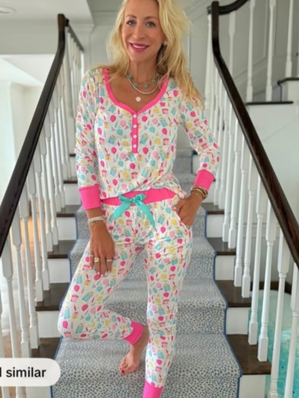 Women’s Birthday Print Pink-Trim Pajama Set! Never Opened. Perfect Gift For The